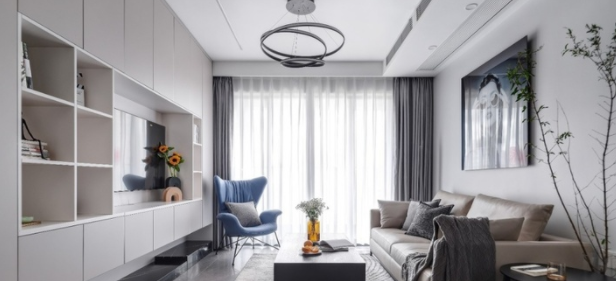 書柜效果圖片：電視墻局部做書柜，怎么做好看？